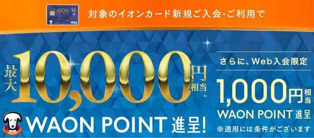 イオンカード、新規入会+利用で最大11,000円相当のWAON POINTがもらえる入会キャンペーン開催中